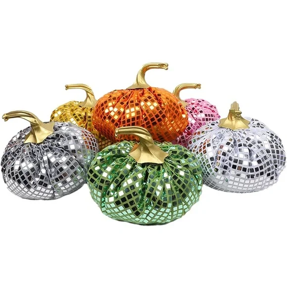 NWT 6Pc Metallic Decorative Pumpkins Set - Picture 1 of 4